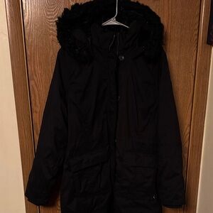 Hollister Women's Black Faux Fur-lined Parka